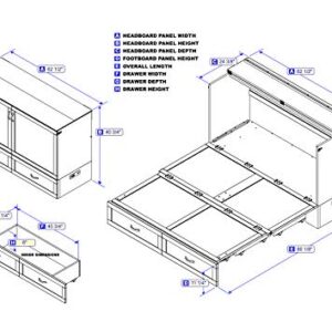 AFI Hamilton Murphy Bed Chest with Charging Station & Mattress Queen Grey