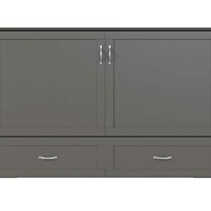 AFI Hamilton Murphy Bed Chest with Charging Station & Mattress Queen Grey