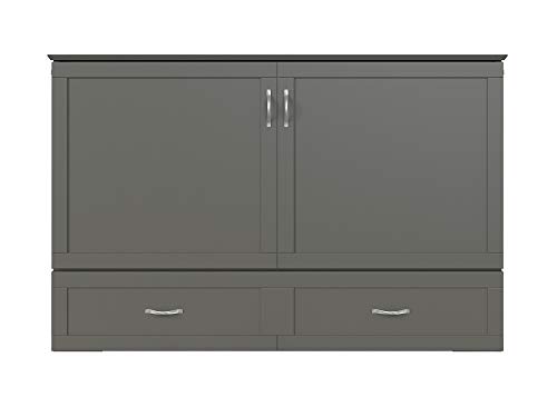 AFI Hamilton Murphy Bed Chest with Charging Station & Mattress Queen Grey