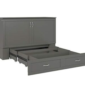 AFI Hamilton Murphy Bed Chest with Charging Station & Mattress Queen Grey