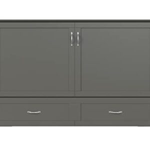 AFI Hamilton Murphy Bed Chest with Charging Station & Mattress Queen Grey