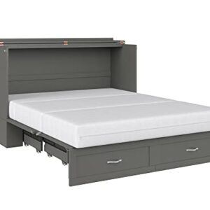 AFI Hamilton Murphy Bed Chest with Charging Station & Mattress Queen Grey