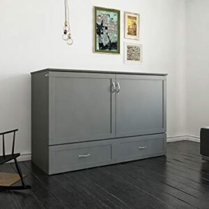 AFI Hamilton Murphy Bed Chest with Charging Station & Mattress Queen Grey