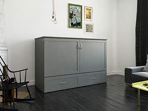 AFI Hamilton Murphy Bed Chest with Charging Station & Mattress Queen Grey