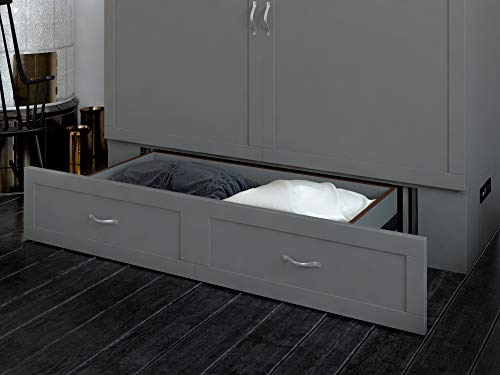 AFI Hamilton Murphy Bed Chest with Charging Station & Mattress Queen Grey