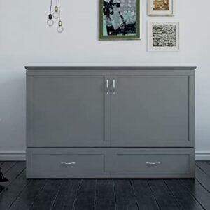 AFI Hamilton Murphy Bed Chest with Charging Station & Mattress Queen Grey