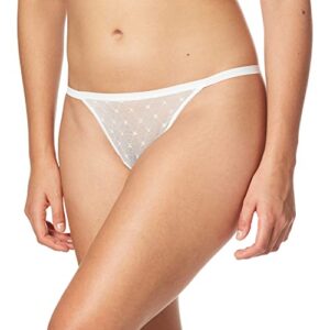 DKNY Women's Monogram Mesh Thong, Poplin White, Medium