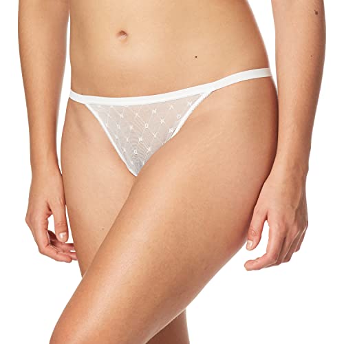 DKNY Women's Monogram Mesh Thong, Poplin White, Medium