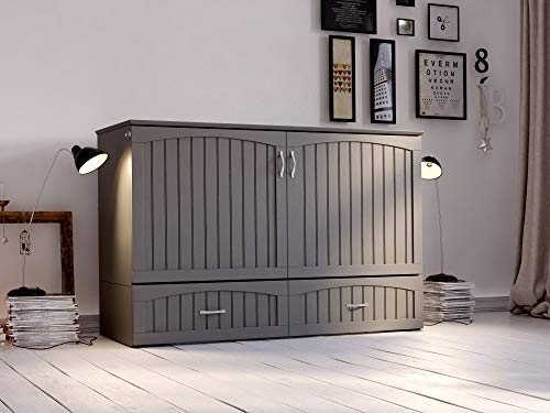 AFI Southampton Murphy Bed Chest with Charging Station, Queen, Grey