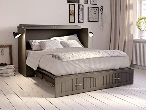 AFI Southampton Murphy Bed Chest with Charging Station, Queen, Grey