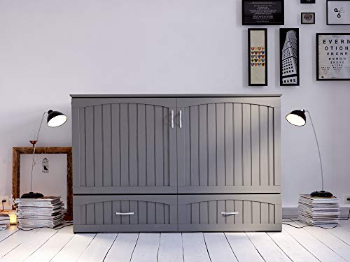 AFI Southampton Murphy Bed Chest with Charging Station, Queen, Grey