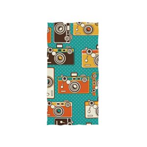 alaza microfiber gym towel vintage photo cameras, fast drying sports fitness sweat facial washcloth 15 x 30 inch