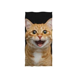 alaza microfiber gym towel happy ginger cat, fast drying sports fitness sweat facial washcloth 15 x 30 inch