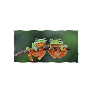 alaza microfiber gym towel funny tree frogs, fast drying sports fitness sweat facial washcloth 15 x 30 inch