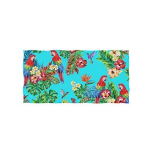alaza microfiber gym towel parrot hummingbird floral, fast drying sports fitness sweat facial washcloth 15 x 30 inch