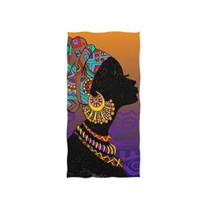 alaza microfiber gym towel beautiful african woman, fast drying sports fitness sweat facial washcloth 15 x 30 inch