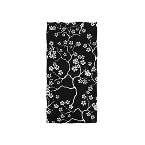 alaza microfiber gym towel cherry blossoms floral, fast drying sports fitness sweat facial washcloth 15 x 30 inch