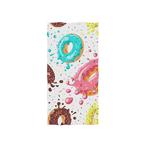 ALAZA Microfiber Gym Towel Colorful Donuts Cartoon, Fast Drying Sports Fitness Sweat Facial Washcloth 15 x 30 inch