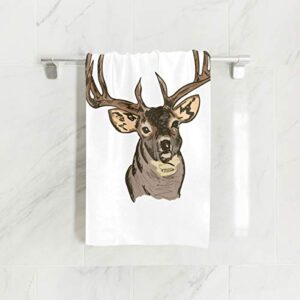 ALAZA Microfiber Gym Towel Reindeer Watercolor, Fast Drying Sports Fitness Sweat Facial Washcloth 15 x 30 inch