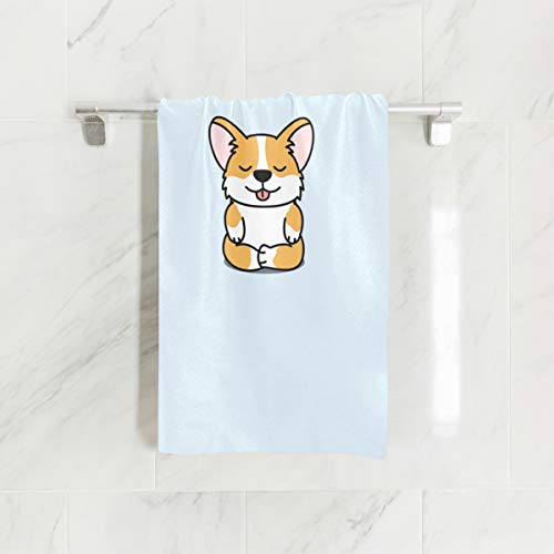 ALAZA Microfiber Gym Towel Corgi Dog Yoga, Fast Drying Sports Fitness Sweat Facial Washcloth 15 x 30 inch