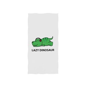 alaza microfiber gym towel cute lazy dinosaur, fast drying sports fitness sweat facial washcloth 15 x 30 inch
