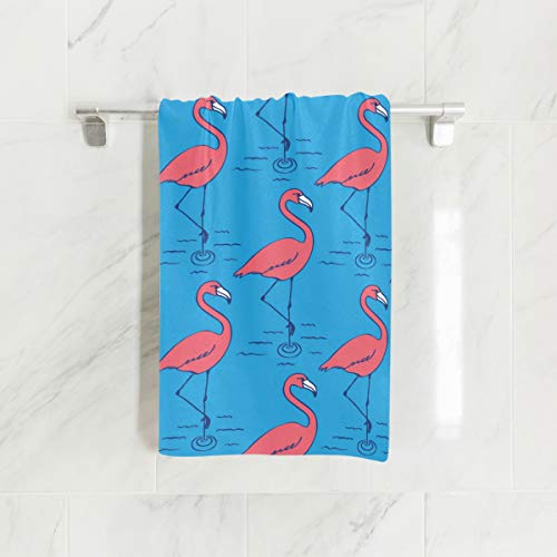 ALAZA Microfiber Gym Towel Tropical Flamingo, Fast Drying Sports Fitness Sweat Facial Washcloth 15 x 30 inch