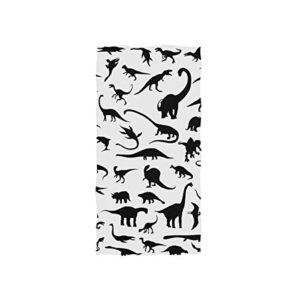 alaza microfiber gym towel dinosaurs silhouette, fast drying sports fitness sweat facial washcloth 15 x 30 inch