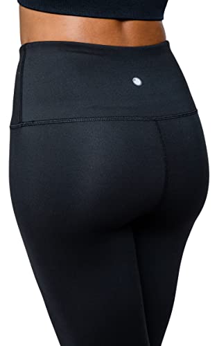 Yogalicious High Waist Ultra Soft Lightweight Leggings - High Rise Yoga Pants - Black Lux 25" - Large