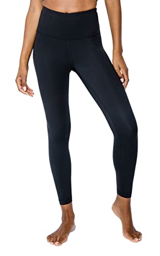 Yogalicious High Waist Ultra Soft Lightweight Leggings - High Rise Yoga Pants - Black Lux 25" - Large