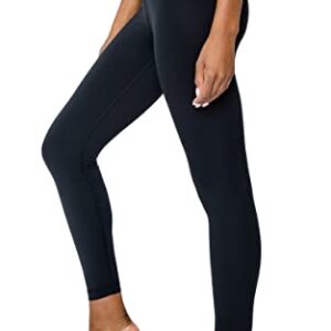 Yogalicious High Waist Ultra Soft Lightweight Leggings - High Rise Yoga Pants - Black Lux 25" - Large