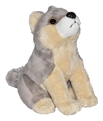 WILD REPUBLIC Wild Calls Wolf, Authentic Animal Sound, Stuffed Animal, Eight Inches, Gift for Kids, Plush Toy, Fill is Spun Recycled Water Bottles