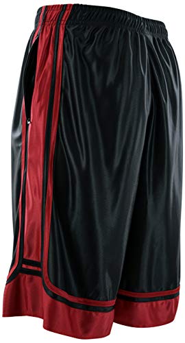 ChoiceApparel Mens Two Tone Training/Basketball Shorts with Pockets (S up to 4XL) (4XL, Zipper-Black/Red)