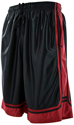 ChoiceApparel Mens Two Tone Training/Basketball Shorts with Pockets (S up to 4XL) (4XL, Zipper-Black/Red)