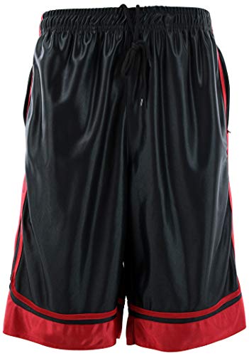 ChoiceApparel Mens Two Tone Training/Basketball Shorts with Pockets (S up to 4XL) (4XL, Zipper-Black/Red)