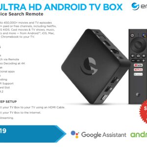 Ematic 4K Ultra HD Android TV Box with Built-in Chromecast + Netflix. Dual-Band Wi-fi (802.11AC) Model: AGT419