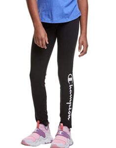 champion heritage girls performance legging stretch pant | active athletic pant  (medium, black)
