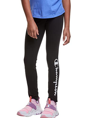 Champion Heritage Girls Performance Legging Stretch Pant | Active Athletic Pant  (Medium, Black)