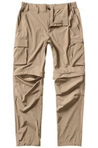 gash hao mens hiking convertible pants outdoor waterproof quick dry zip off lightweight fishing pants（khaki 32x32）