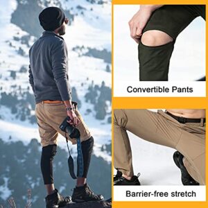 Gash Hao Mens Hiking Convertible Pants Outdoor Waterproof Quick Dry Zip Off Lightweight Fishing Pants（Khaki 32X32）
