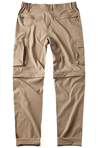 Gash Hao Mens Hiking Convertible Pants Outdoor Waterproof Quick Dry Zip Off Lightweight Fishing Pants（Khaki 32X32）