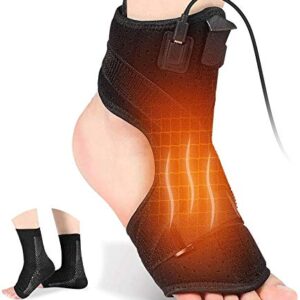 VINGVO Foot Heating Pad,Plantar Fasciitis Support Brace 1 Pair Compression Foot Sleeves Heated Therapy Night Splint Achilles Tendonitis for Arthritis Sprains Strains Heel Spur Torn Tendons