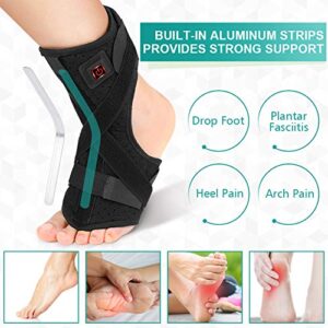 VINGVO Foot Heating Pad,Plantar Fasciitis Support Brace 1 Pair Compression Foot Sleeves Heated Therapy Night Splint Achilles Tendonitis for Arthritis Sprains Strains Heel Spur Torn Tendons