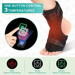 VINGVO Foot Heating Pad,Plantar Fasciitis Support Brace 1 Pair Compression Foot Sleeves Heated Therapy Night Splint Achilles Tendonitis for Arthritis Sprains Strains Heel Spur Torn Tendons