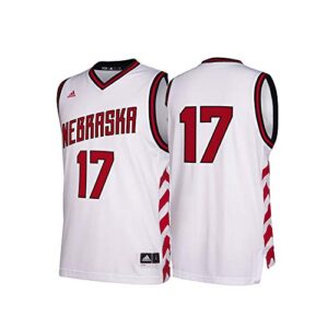adidas nebraska cornhuskers ncaa 17 hardwood classics white basketball jersey (m)