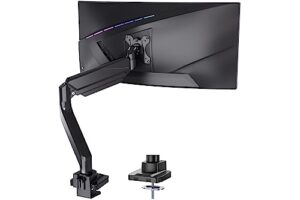 wali single monitor gas spring desk mount, heavy duty monitor arm for ultrawide screen up to 35 inch, 33 lbs. fully adjustable, mounting holes 75 and 100 (gsm001xl), black