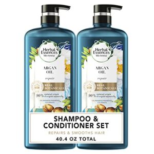 herbal essences shampoo and conditioner set repairing argan oil of morocco with natural source ingredients, color safe, biorenew, 20.2 fl oz, 2 count