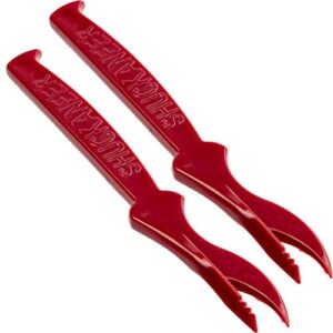 ultra durable, super easy seafood sheller 2 pack. serrated knife perfect for cracking lobster, crab, crawfish or deveining shrimp. bpa free, portable utensils for feasts, boils and themed restaurants