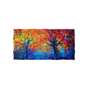 alaza microfiber gym towel colorful fall tree, fast drying sports fitness sweat facial washcloth 15 x 30 inch