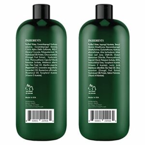 Botanic Hearth Shampoo and Conditioner Set - with 100% Pure Tea Tree Oil, for Itchy and Dry Scalp, Sulfate/ Paraben Free - for Men and Women - 16 fl oz each