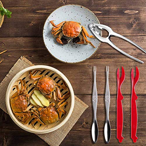 Crab Leg Crackers - Crab Crackers and Tools Set with Stainless Steel Seafood Utensils Crackers & Forks Cracker, Shellfish Crackers and Tools for Seafood Boil Party Supplies, Dishwasher Safe